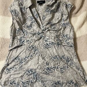 Alfani Women's Zebra Print Blouse in Gray and Navy